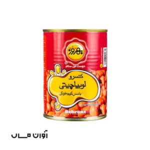 کنسرو خوراک لوبیا بهروز 390 گرمی در بسته بندی 24 عددی