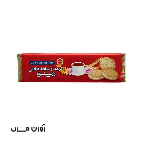 بیسکویت ساقه طلایی کرمدار مینو 192 گرمی در بسته بندی 48 عددی